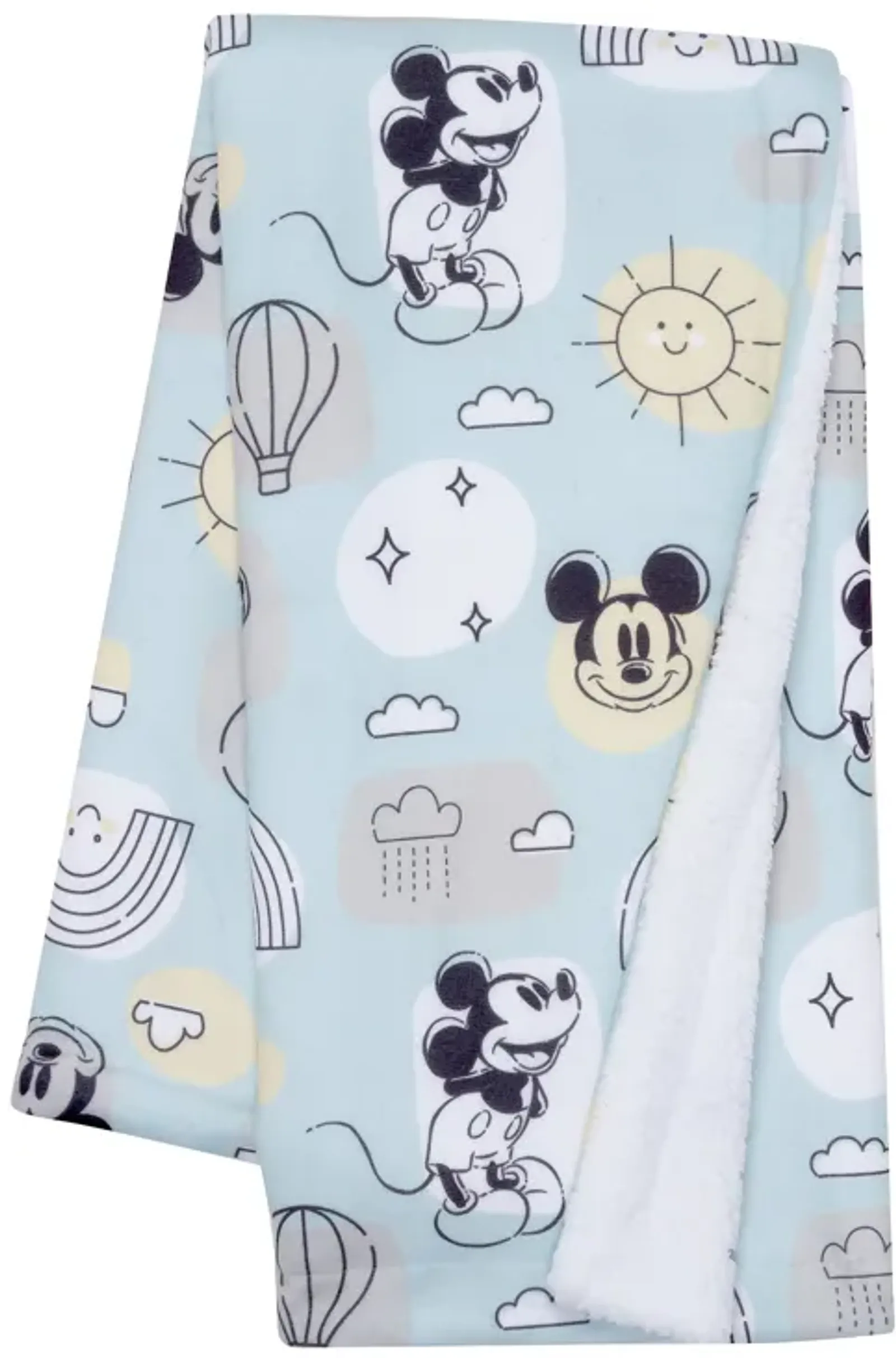 Lambs & Ivy Disney Baby Classic Mickey Mouse Blue/White Soft Fleece Baby Blanket