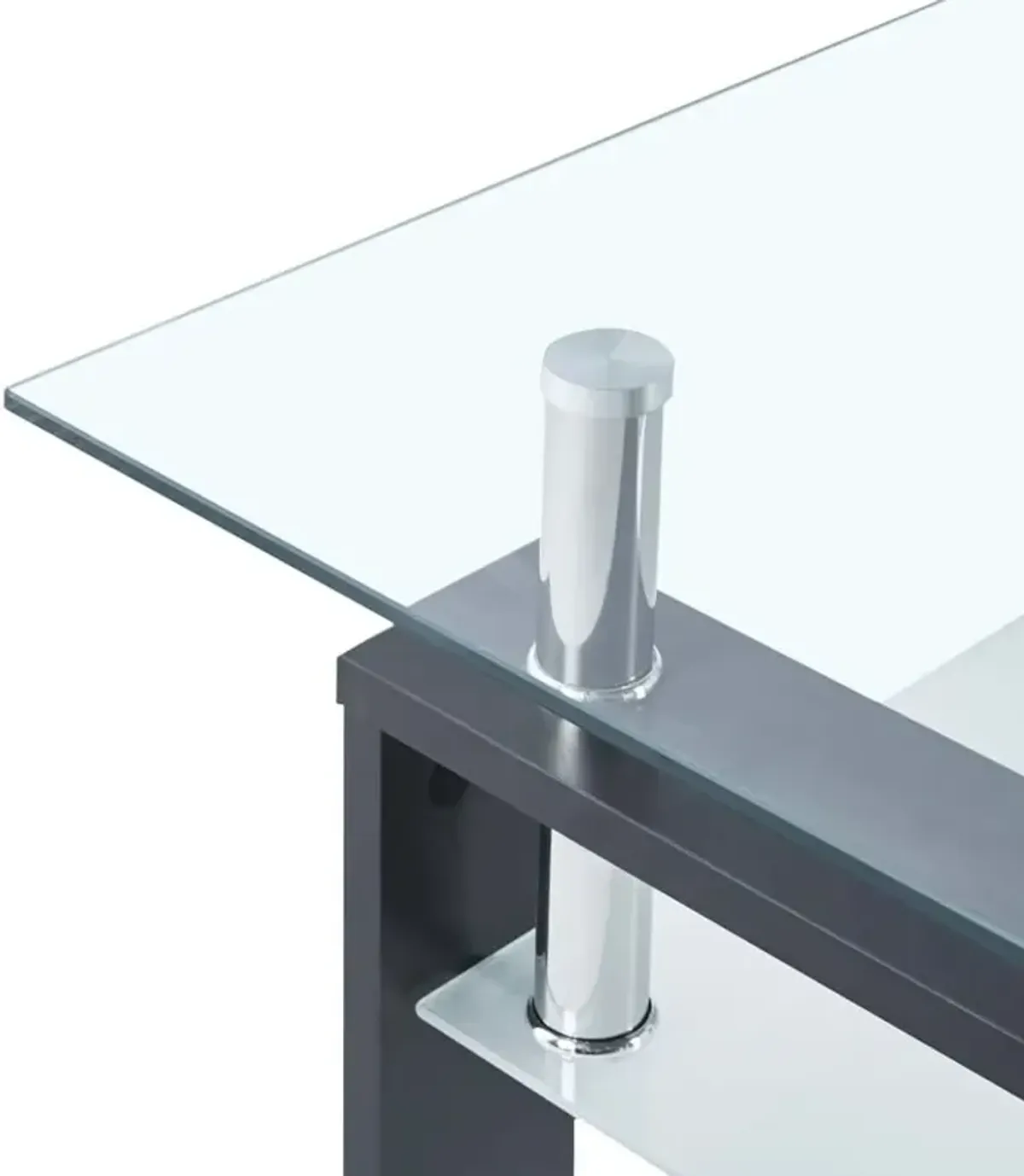 Coffee Table Gray and Transparent 37.4"x21.7"x15.7" Tempered Glass