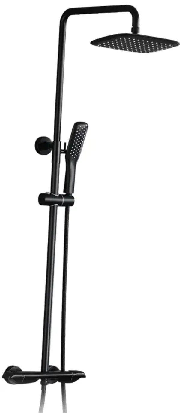 2-Function Thermostatic Rainfall Shower System In Matte Black
