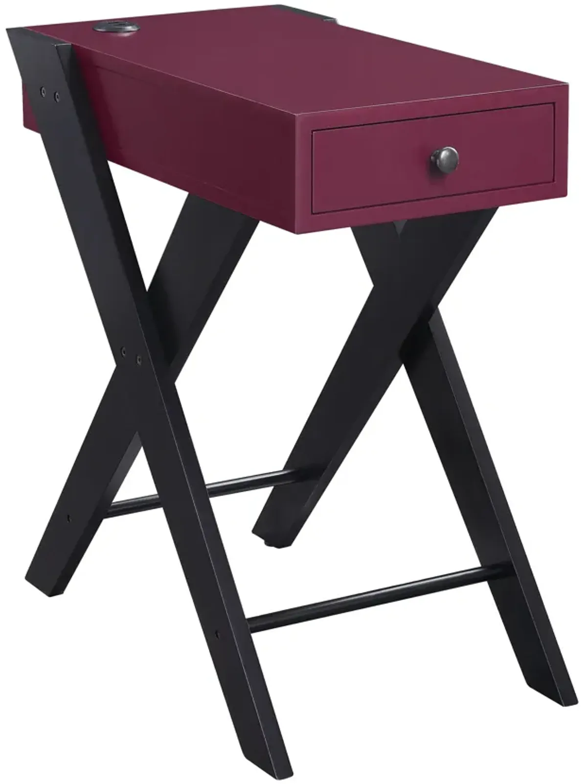 ACME Fierce Accent Table w/USB, Burgundy & Black