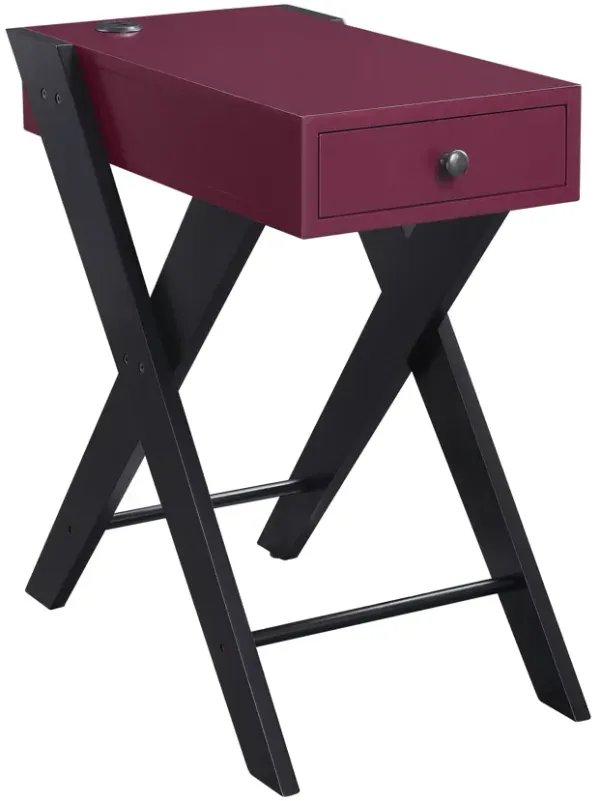 ACME Fierce Accent Table w/USB, Burgundy & Black