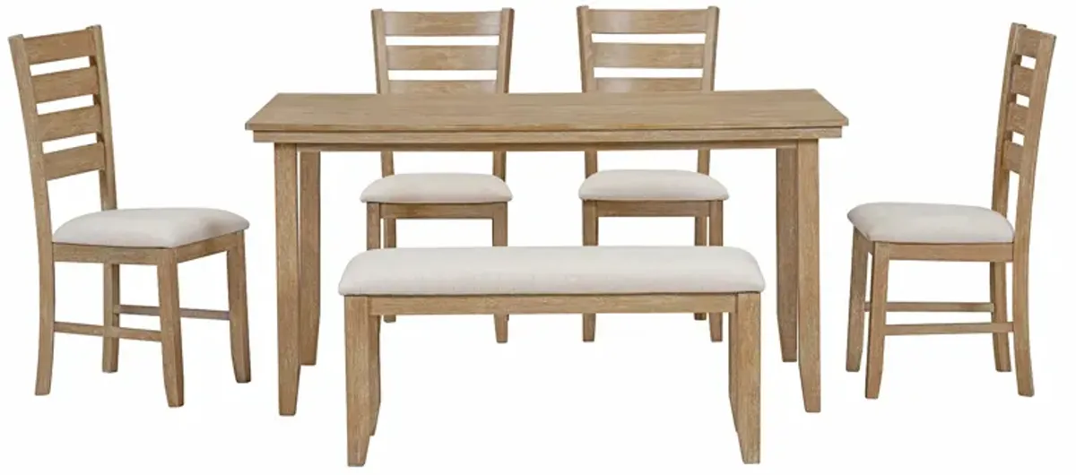 Merax 6 Pieces Rustic Wood Dining Set