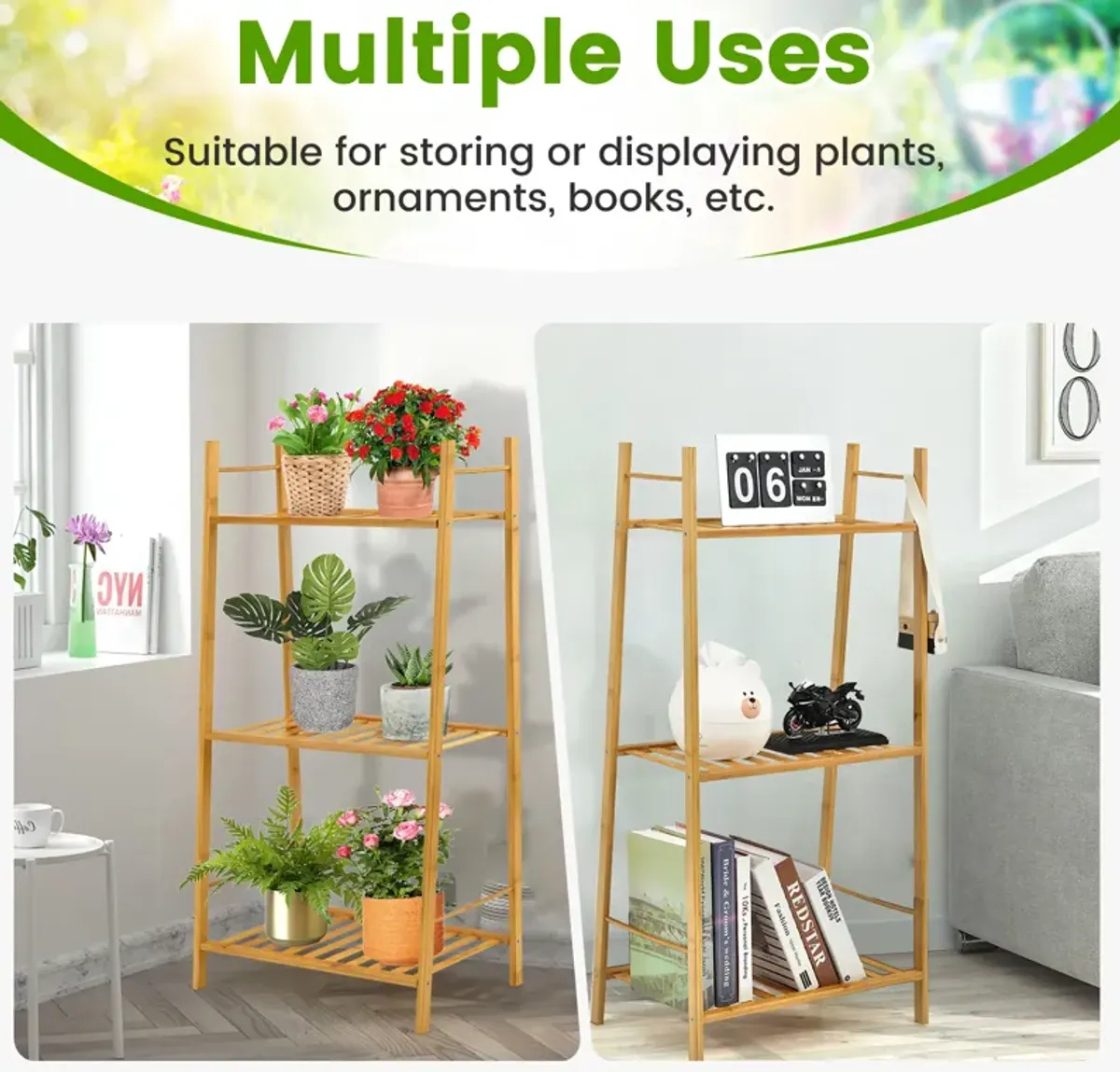 3 Tiers Vertical Bamboo Plant Stand