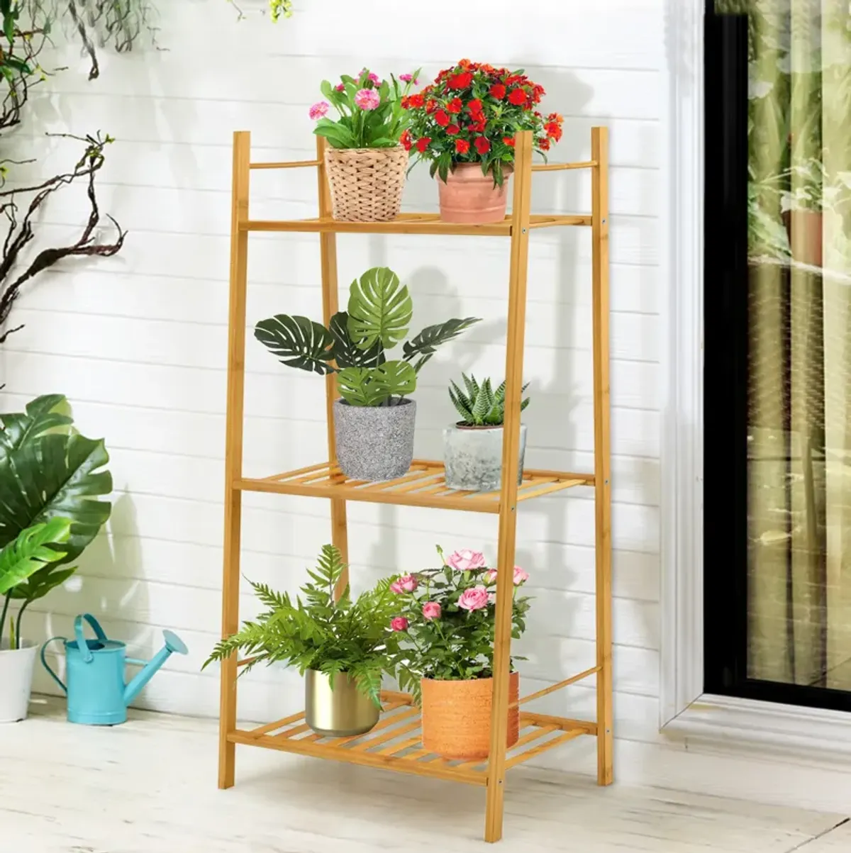 3 Tiers Vertical Bamboo Plant Stand