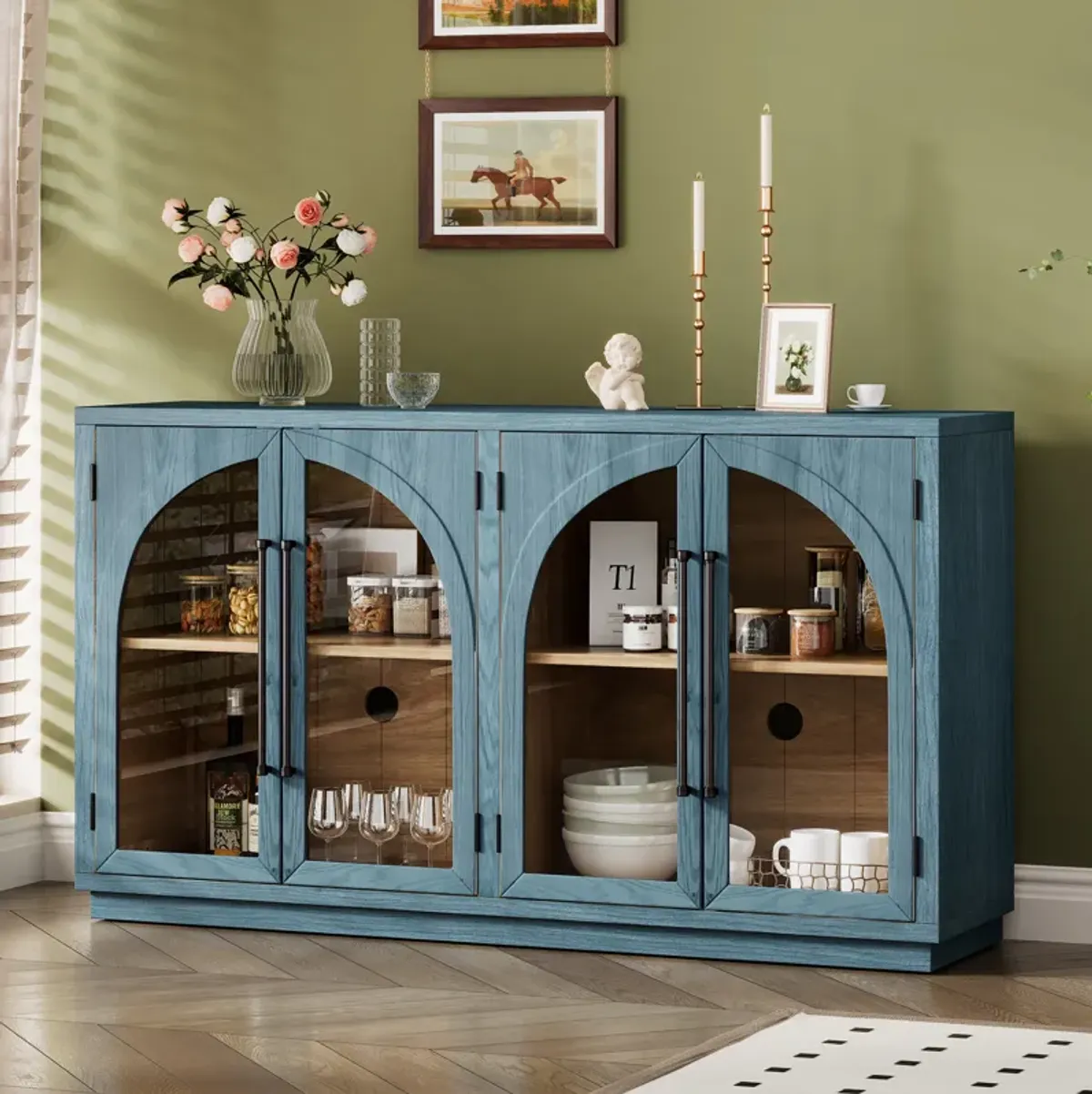 Merax Retro Style Sideboard Cabinet with 4 Doors