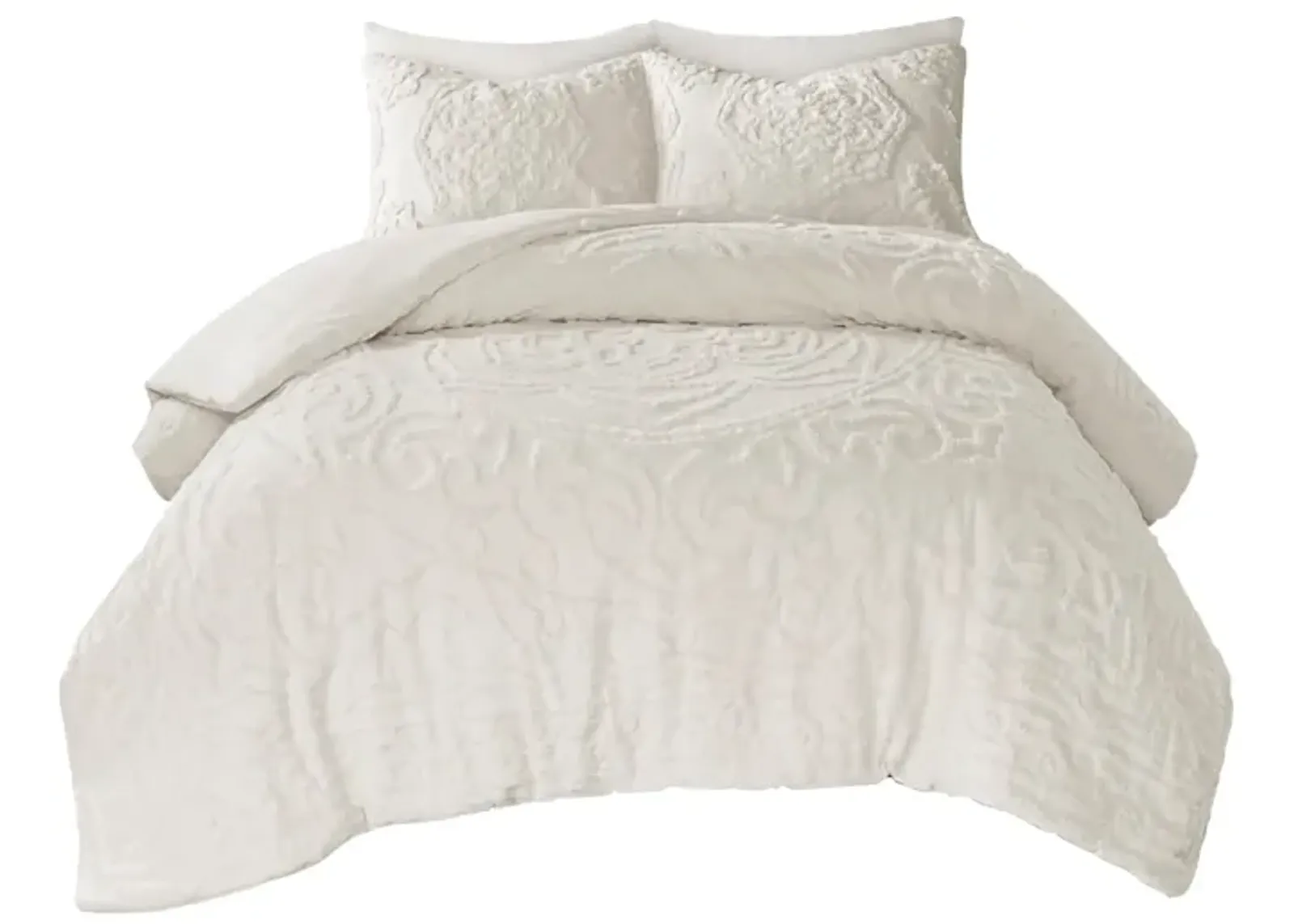 Gracie Mills Ray 3-Piece Boho-Inspired Tufted Cotton Chenille Medallion Comforter Set