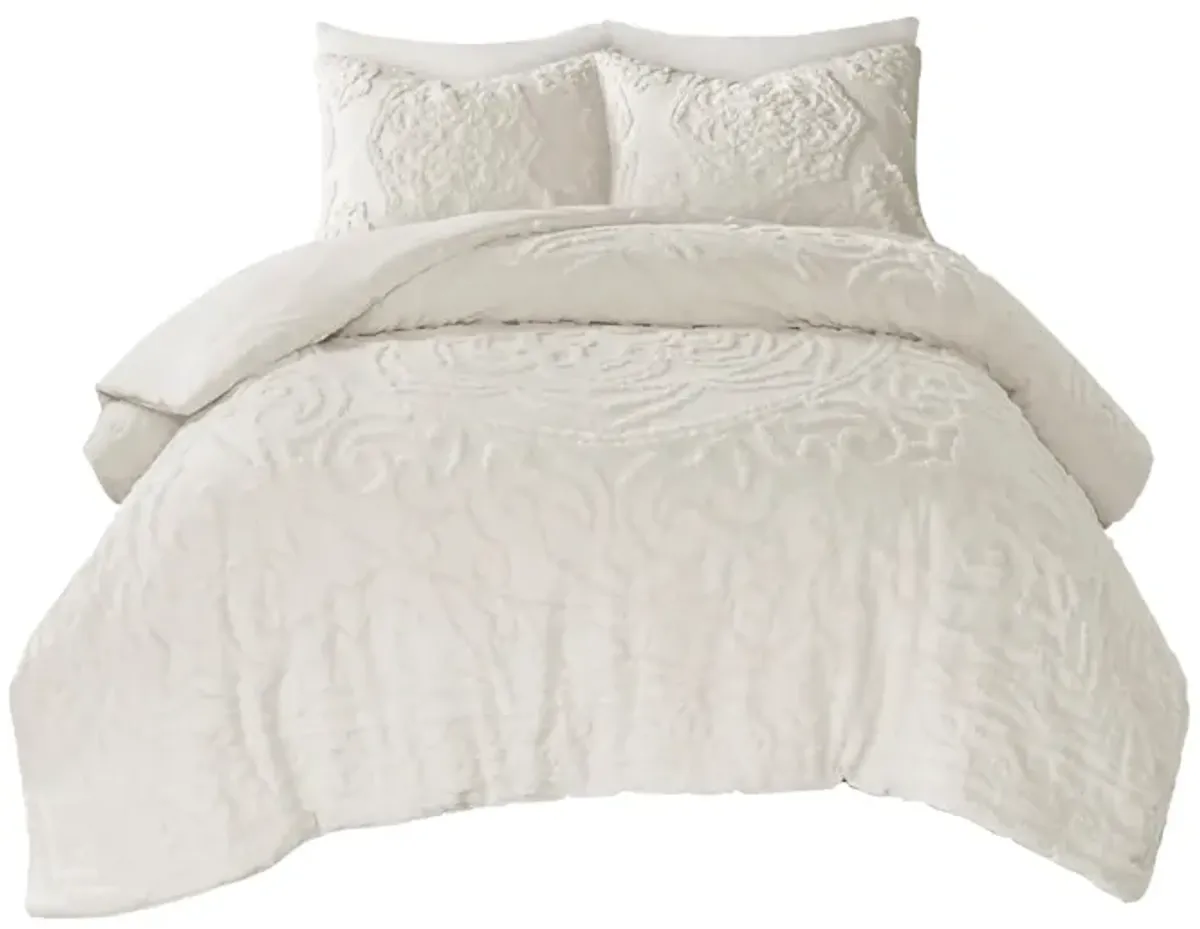 Gracie Mills Ray 3-Piece Boho-Inspired Tufted Cotton Chenille Medallion Comforter Set