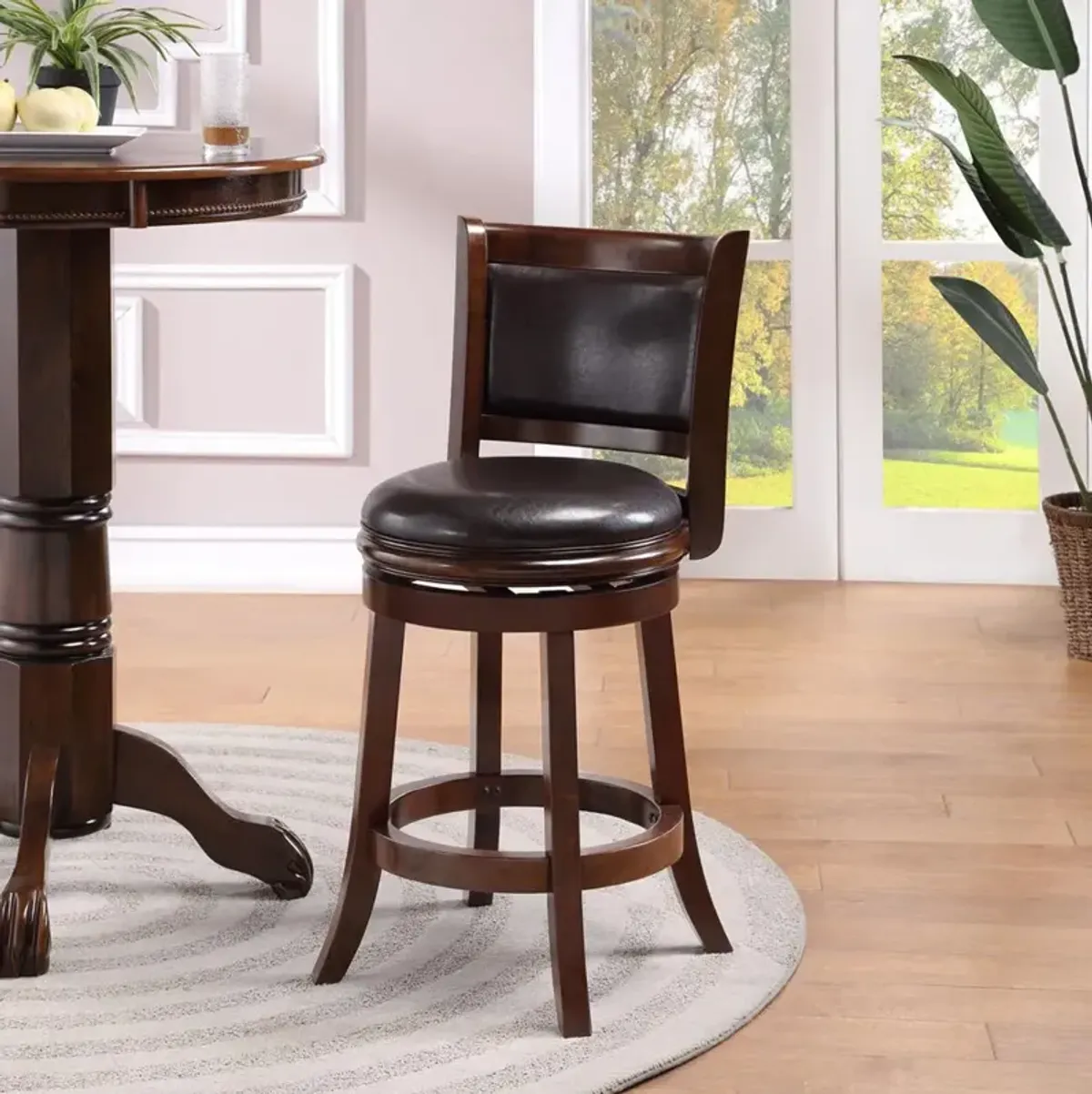 Boraam Augusta Swivel Counter Stool - Cappuccino/Dark Brown Faux Leather