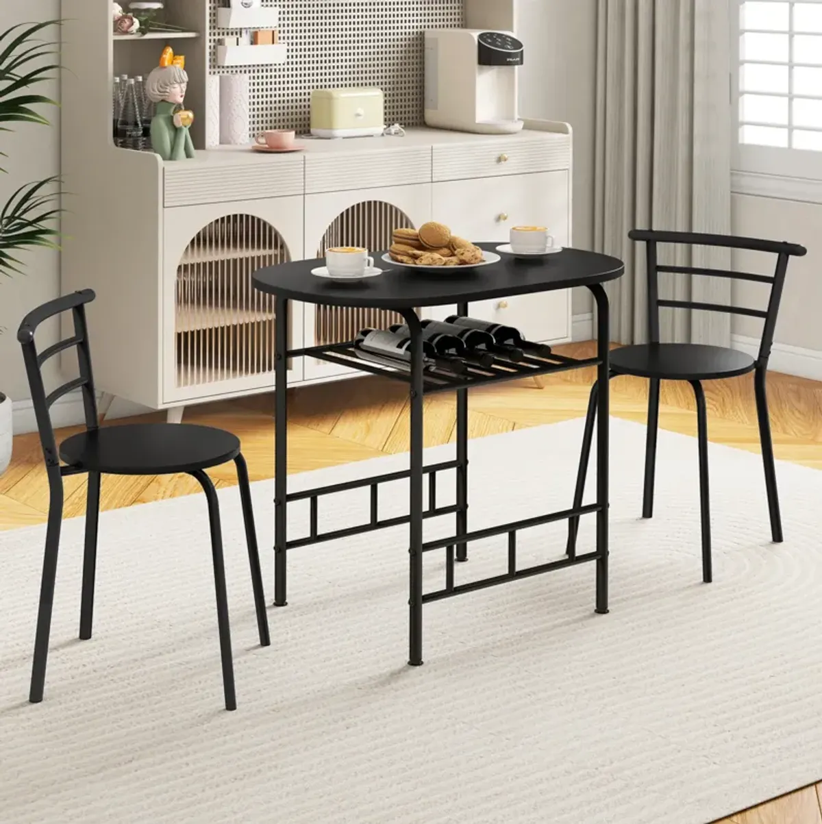 3 Pieces Home Kitchen Bistro Pub Dining Table 2 Chairs Set