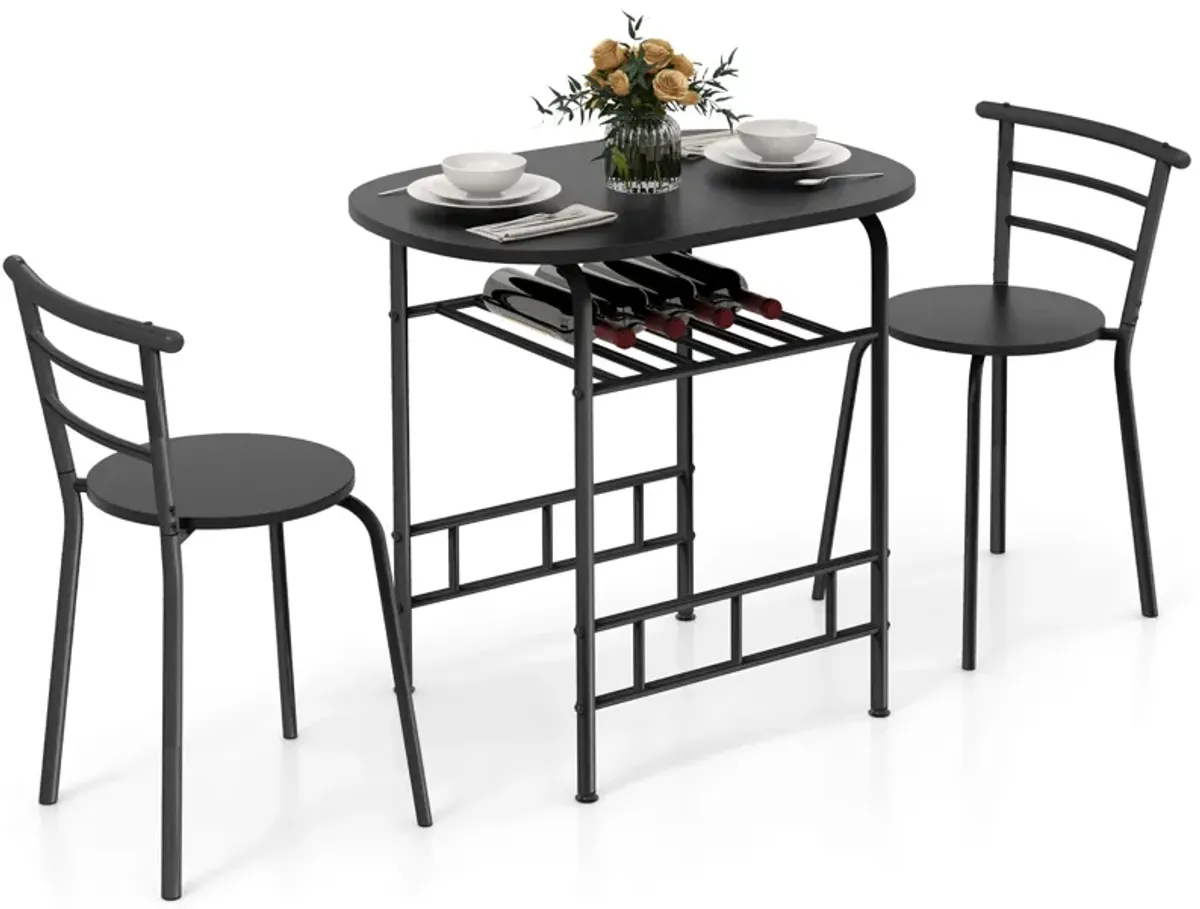 3 Pieces Home Kitchen Bistro Pub Dining Table 2 Chairs Set