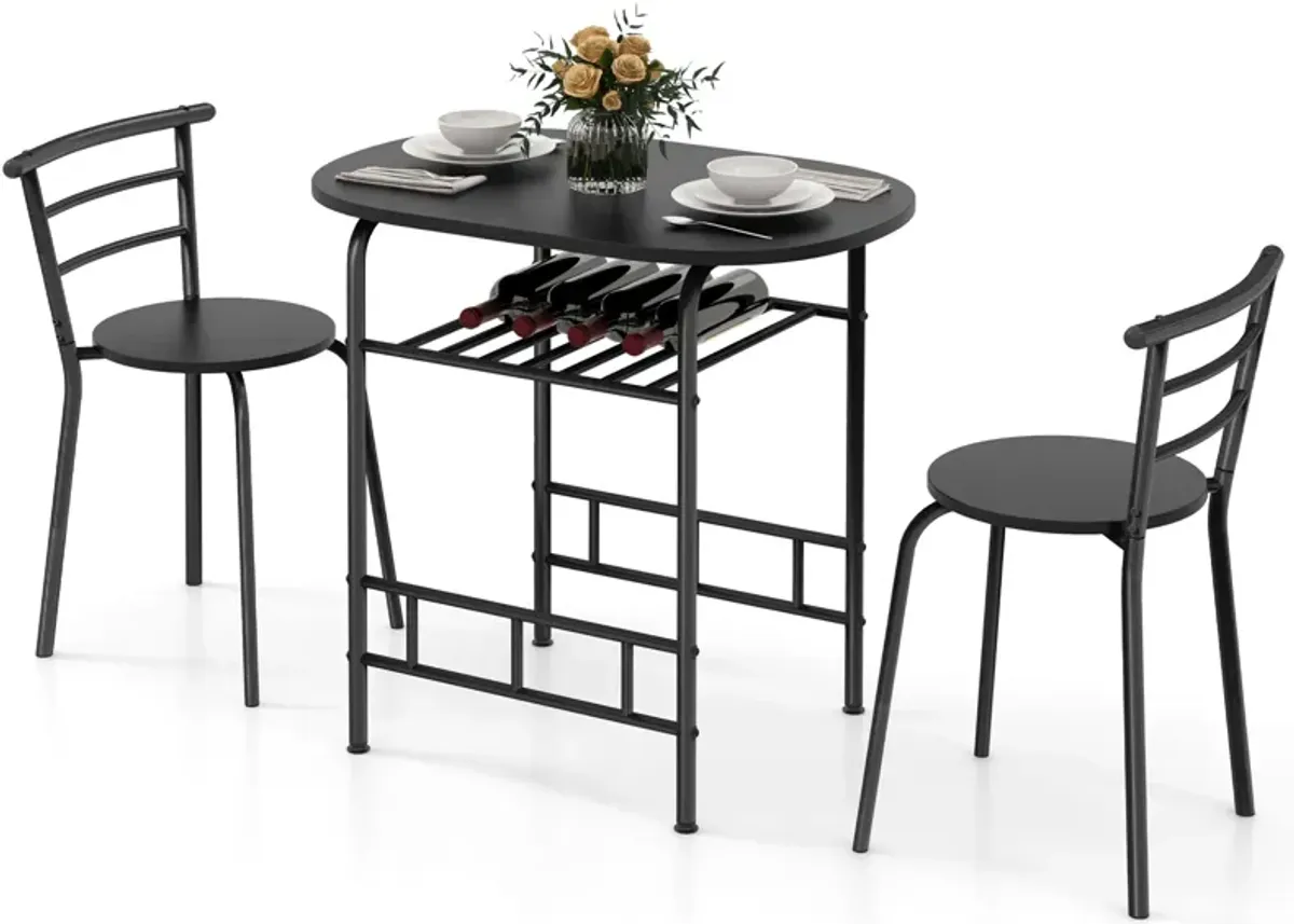 3 Pieces Home Kitchen Bistro Pub Dining Table 2 Chairs Set