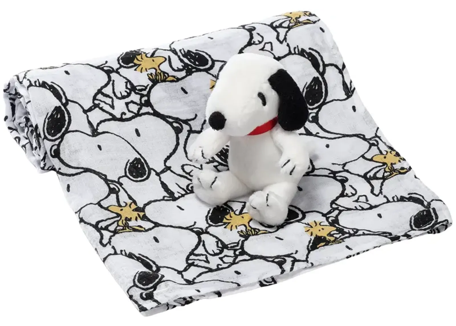 Lambs & Ivy Snoopy Muslin Swaddle Blanket & Mini Plush Newborn Baby Gift Set