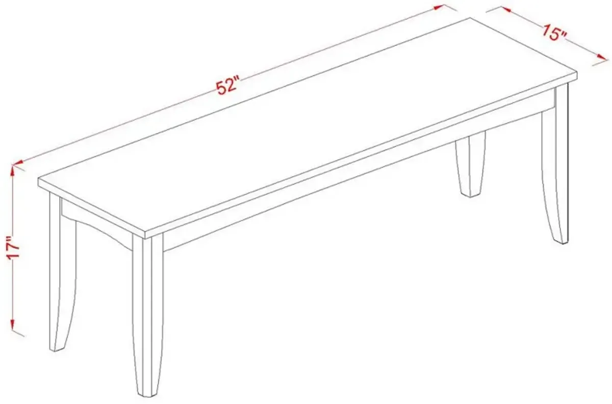 East West Furniture Parfait  Dining  Bench  with  Wood  Seat  in  Cappuccino  Finish.