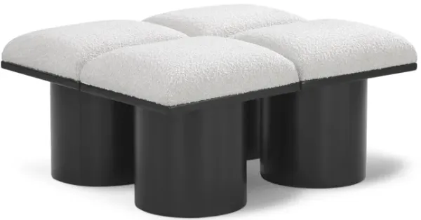 Meridian Furniture Pavilion Cream Boucle Fabric Bench