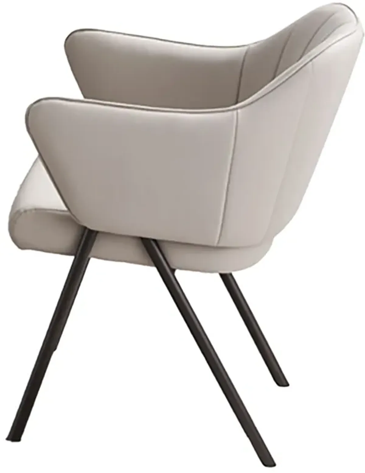 Sem 24 Inch Dining Chair Set of 2, Curved Padded, Tufted Taupe Faux Leather - Benzara