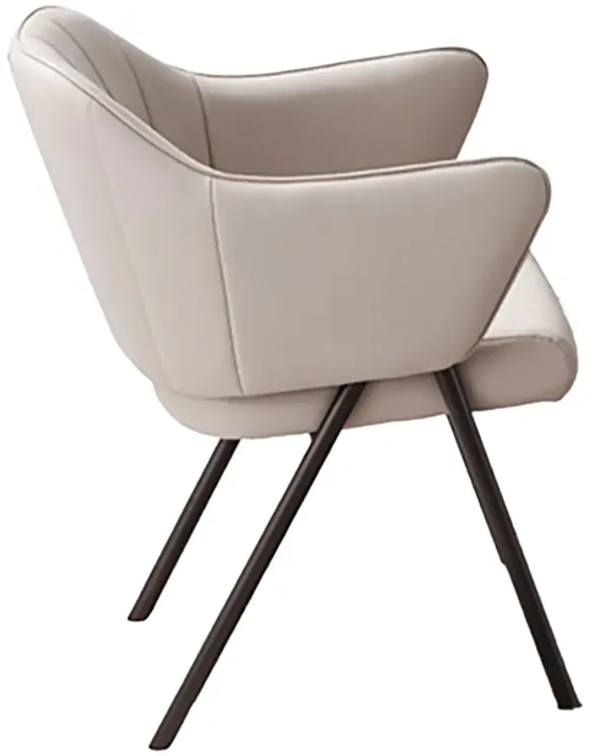 Sem 24 Inch Dining Chair Set of 2, Curved Padded, Tufted Taupe Faux Leather - Benzara