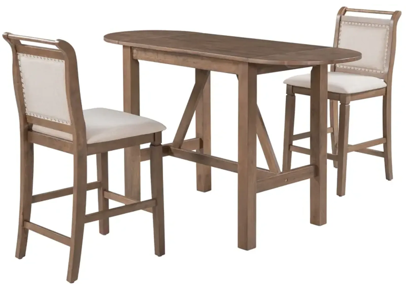 Merax  3-Piece Wood Counter Height Drop Leaf Dining Table Set