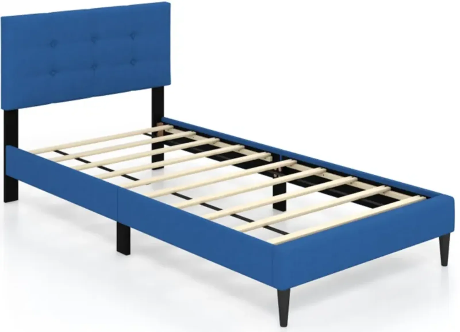 Hivvago Twin Size Upholstered Platform Bed with Button Tufted Headboard