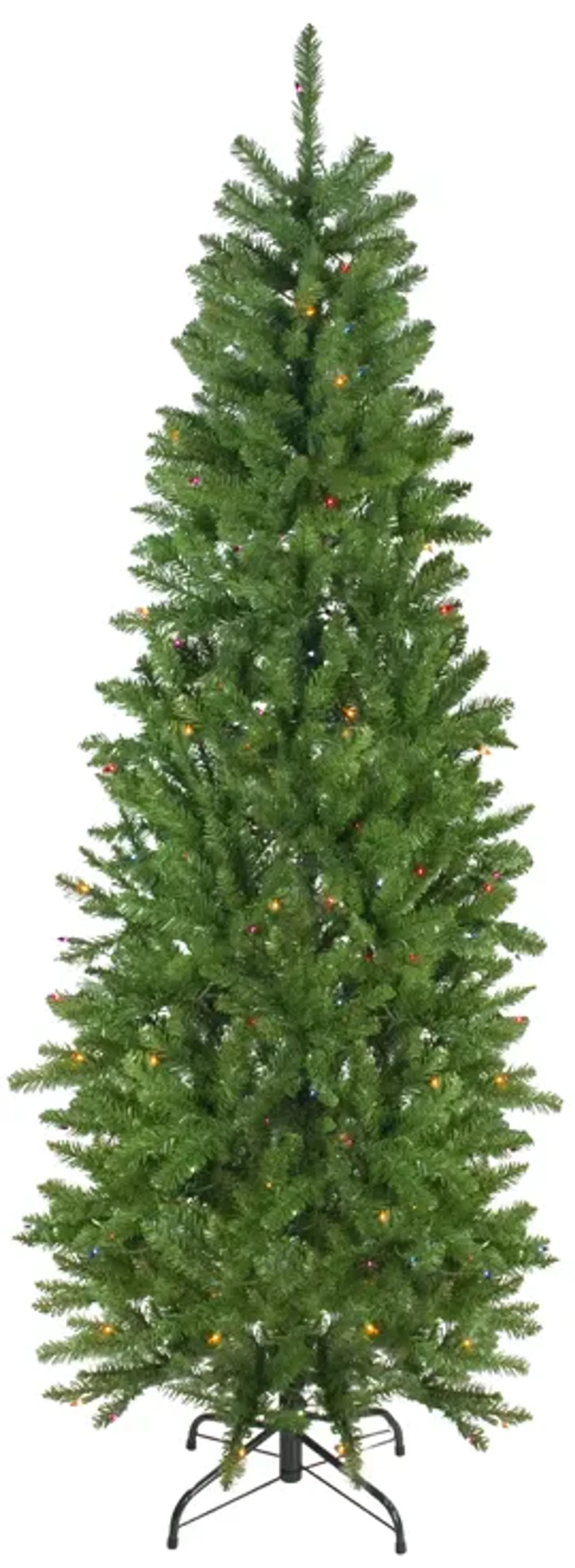 6.5' Pre-Lit Pencil River Fir Artificial Christmas Tree - Multicolor Lights