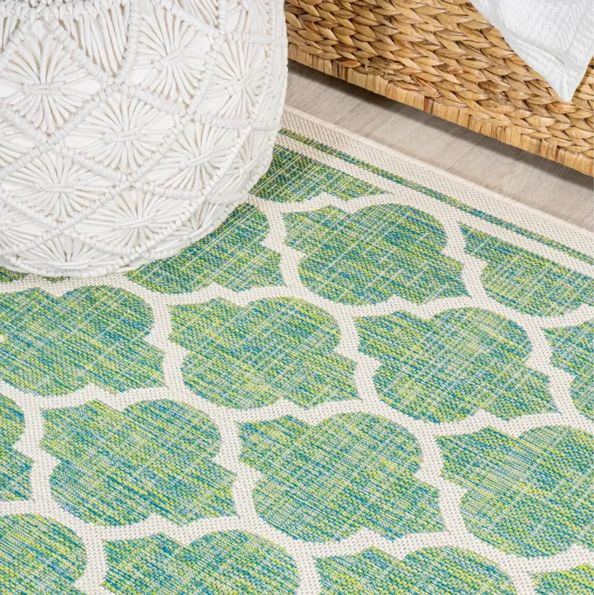 Trebol Moroccan Trellis Textured Weave Indoor/Outdoor Area Rug