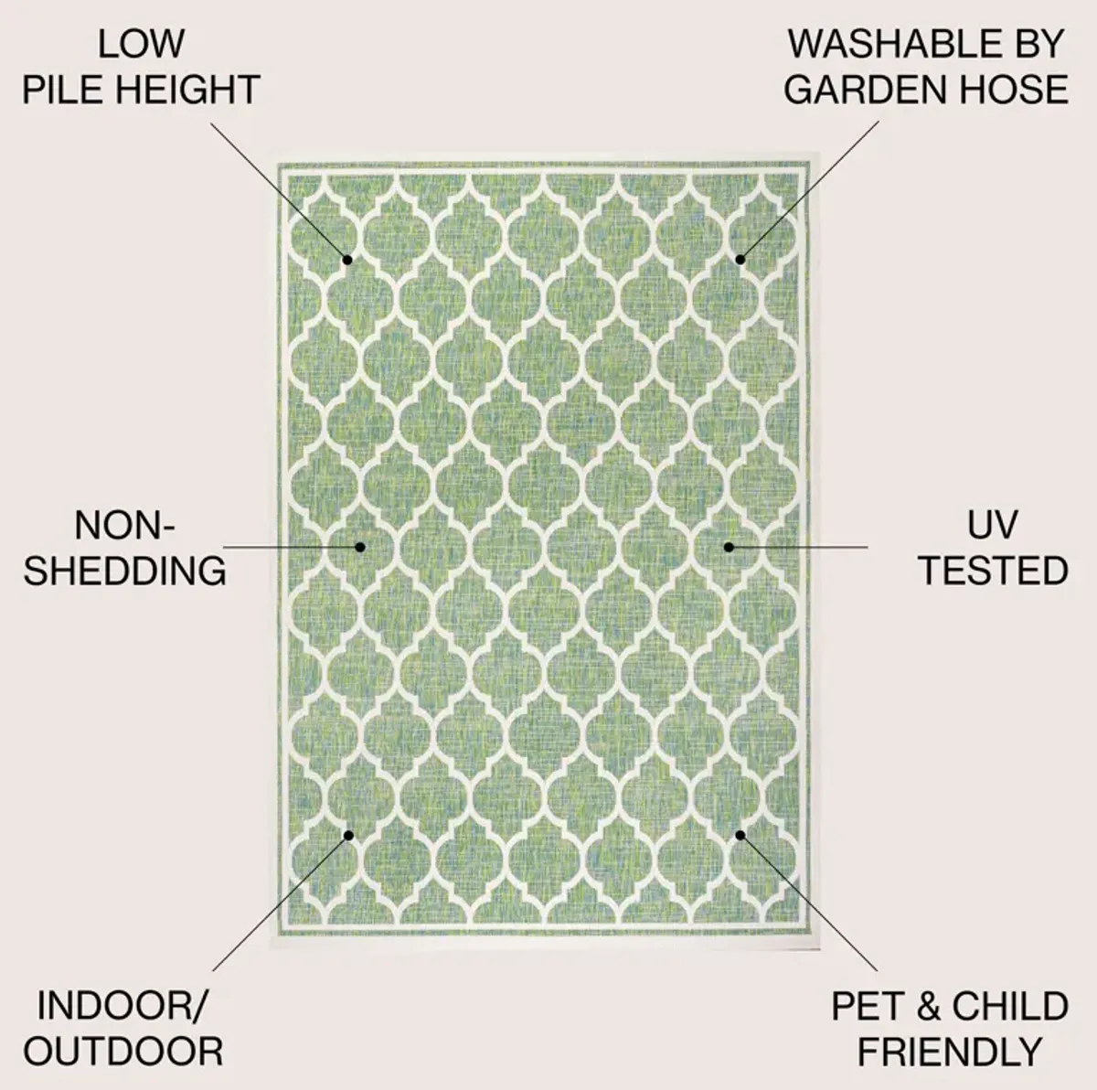 Trebol Moroccan Trellis Textured Weave Indoor/Outdoor Area Rug