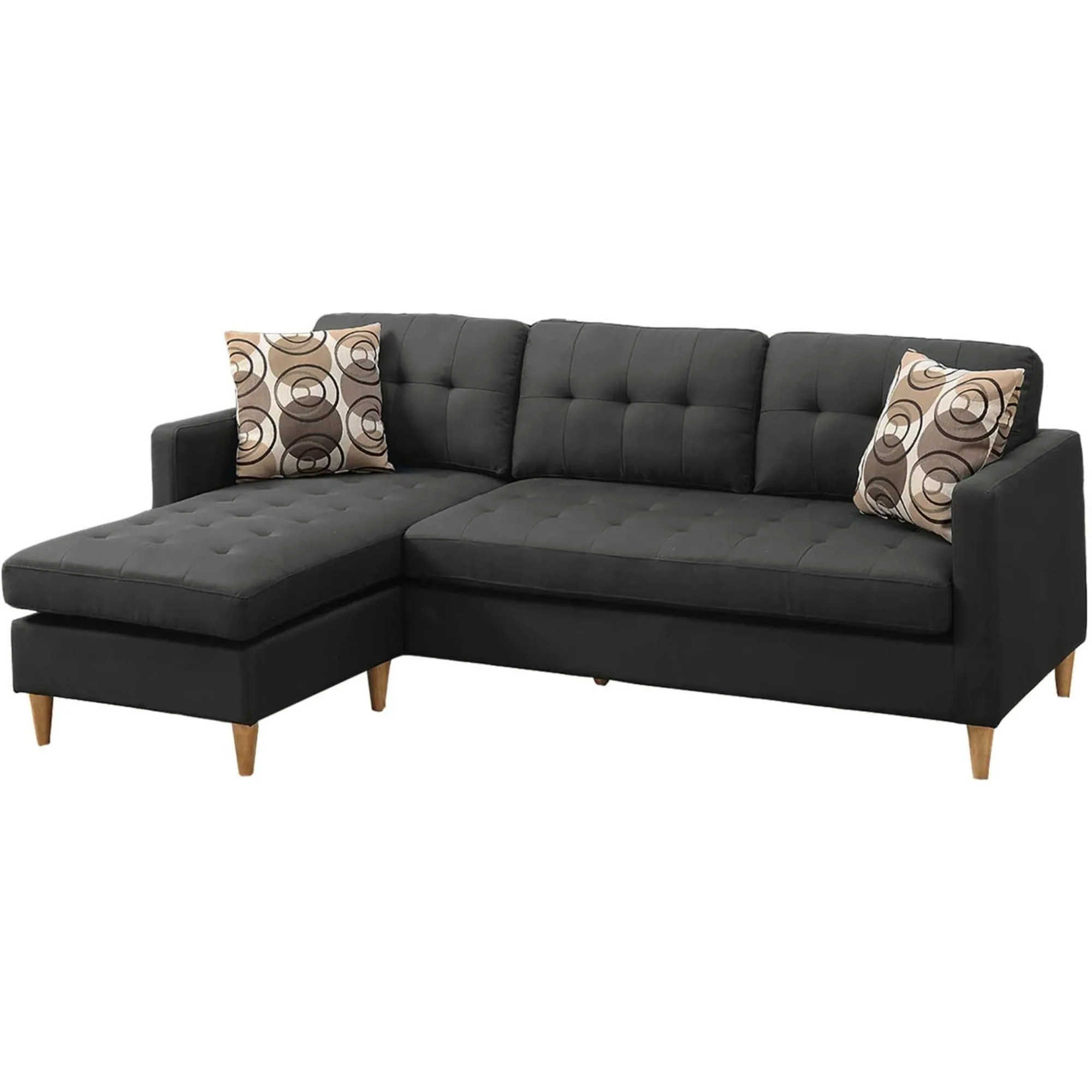 Polyfiber Modular Sectional Sofa Living Room Furniture with Reversible Chaise Pillows ufted Back