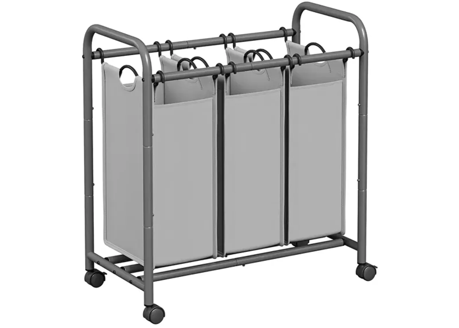 3-Section Laundry Hamper with Lockable Wheels