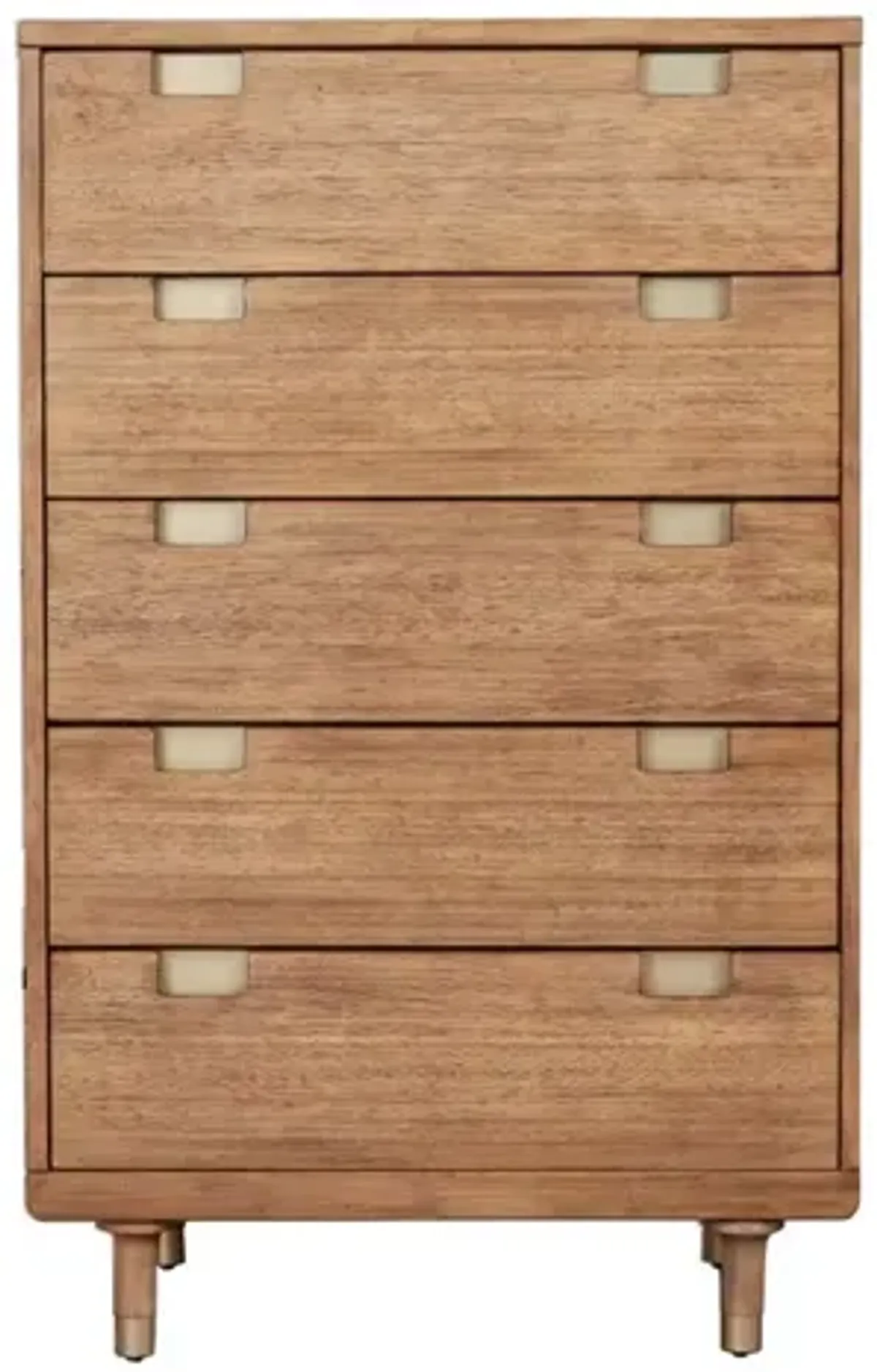 48 inch 5 Drawer Wooden Chest with Cutout Pulls, Brown - Benzara