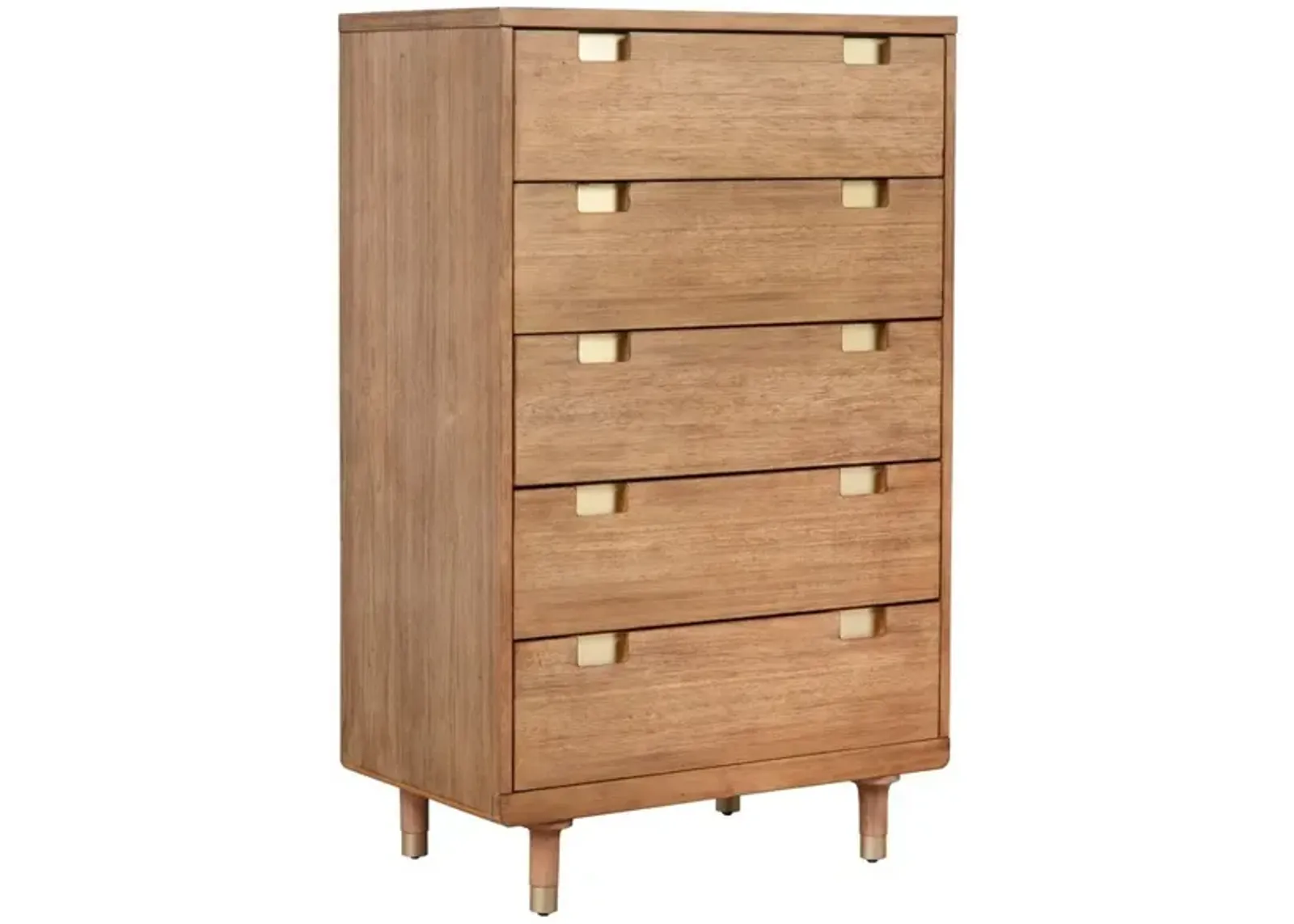 48 inch 5 Drawer Wooden Chest with Cutout Pulls, Brown - Benzara