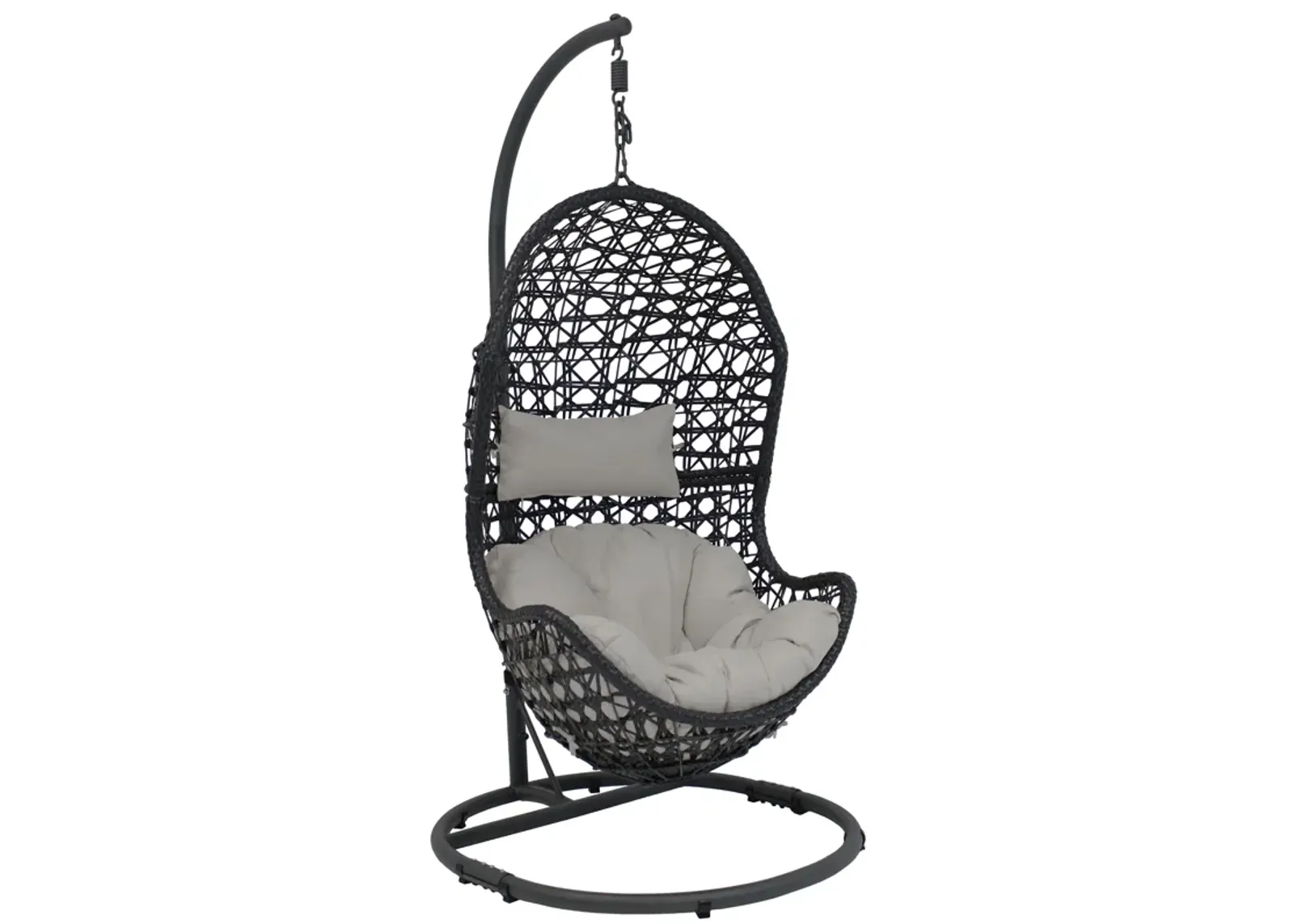 Sunnydaze Resin Wicker Basket Egg Chair with Steel Stand/Cushions