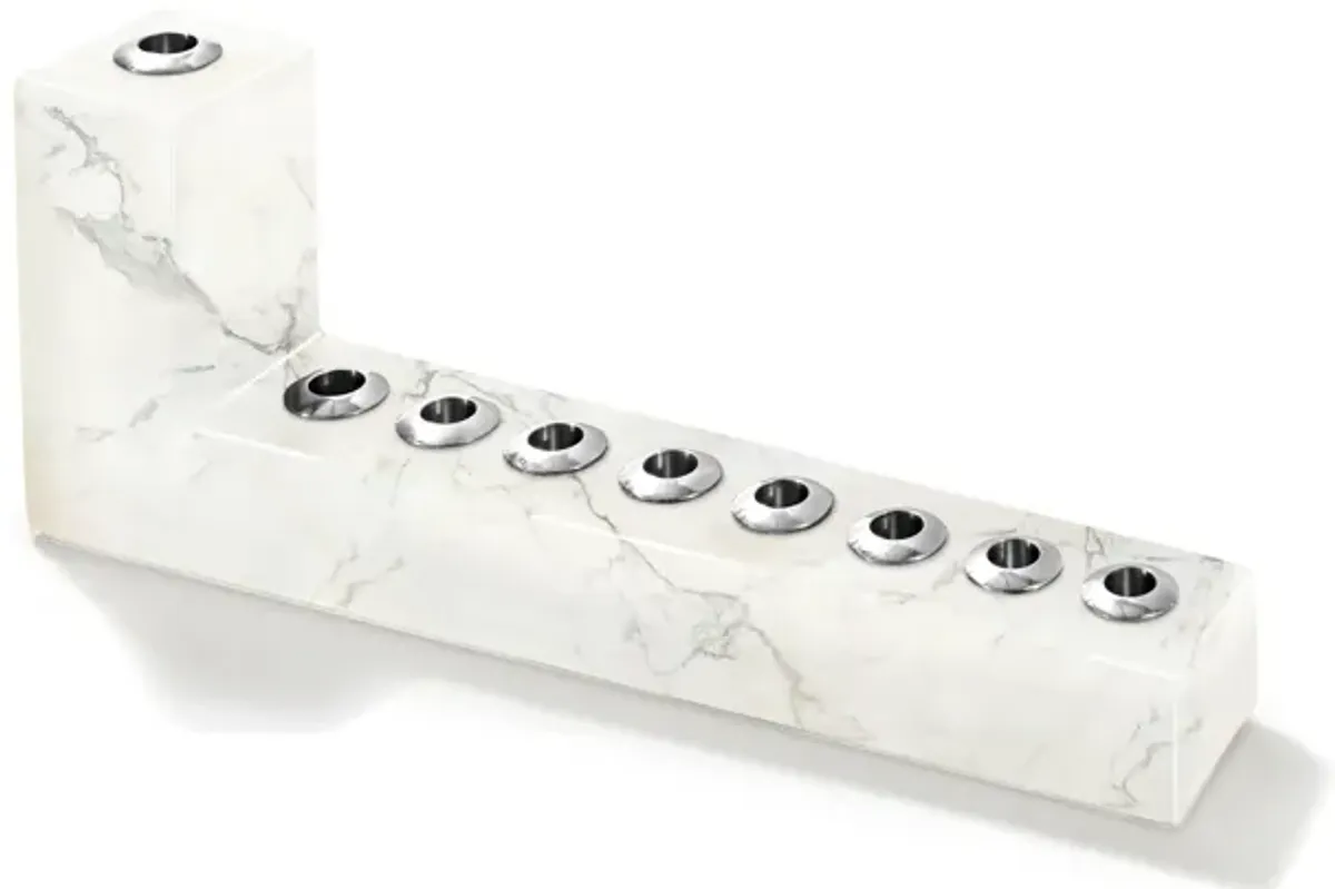 Brillante Menorah, Marble & Silver