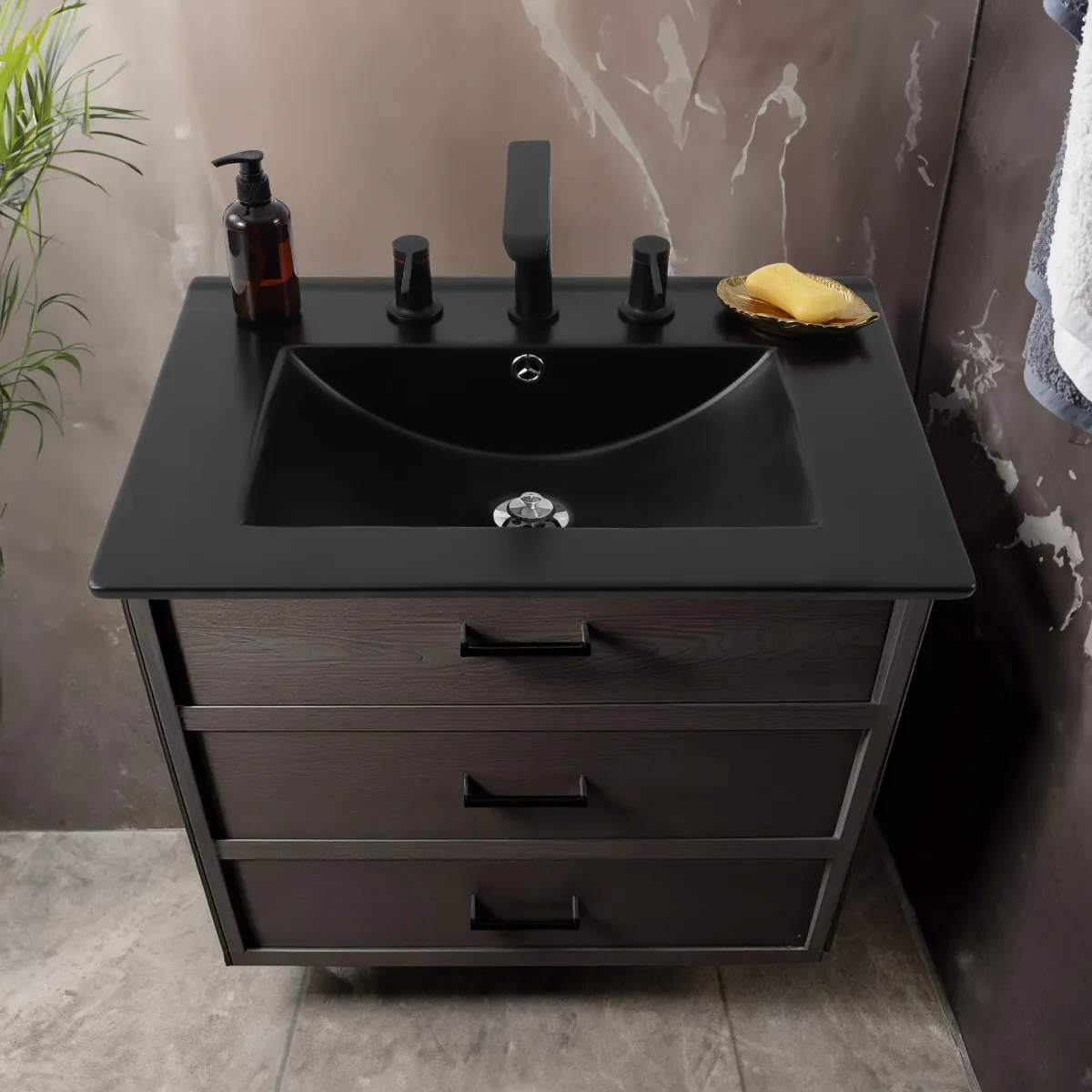 Ancillary 3-Hole Classic Contemporary Rectangular Ceramic Single Sink Basin Vanity Top