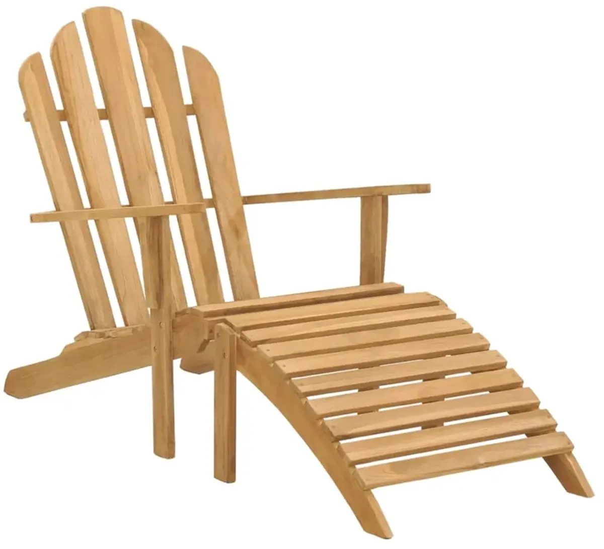 vidaXL Adirondack Chair with Footrest Solid Teak Wood