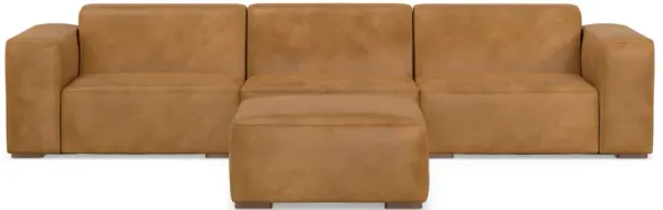 Rex 3-Seater Modular Sofa and Ottoman Set in Genuine Leather