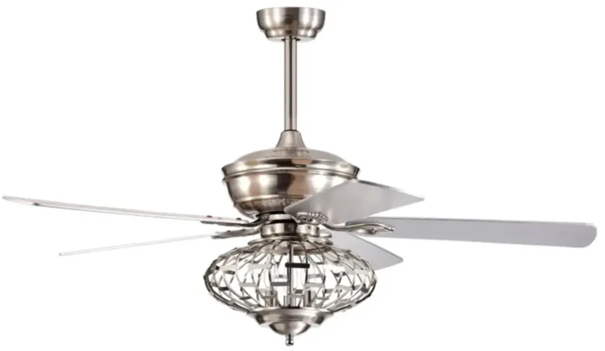 Hivvago 52 Inches Ceiling Fan with Wooden Blades and Remote Control-Silver