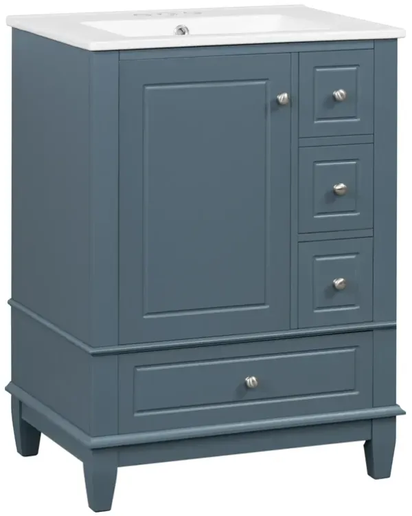 Merax Compact Freestanding Bathroom Vanity with Integrated Ceramic Sink