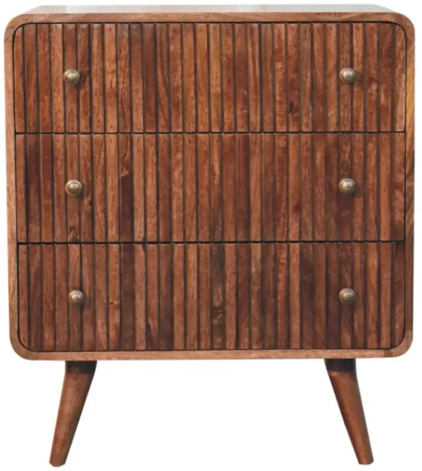 Artisan Furniture Solid Wood Honey Caramel T-bar Ridged Chest