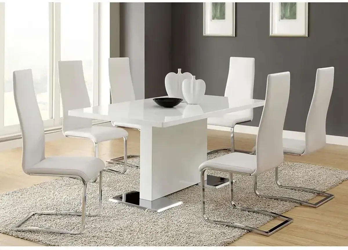 Anges T-shaped Pedestal Dining Table Glossy White