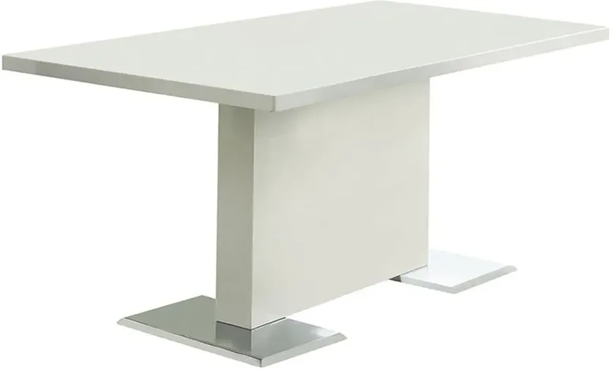 Anges T-shaped Pedestal Dining Table Glossy White