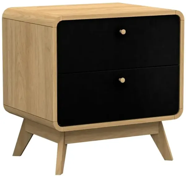 Ren Home Leva Scandinavian 2 Drawer Curved Nightstand