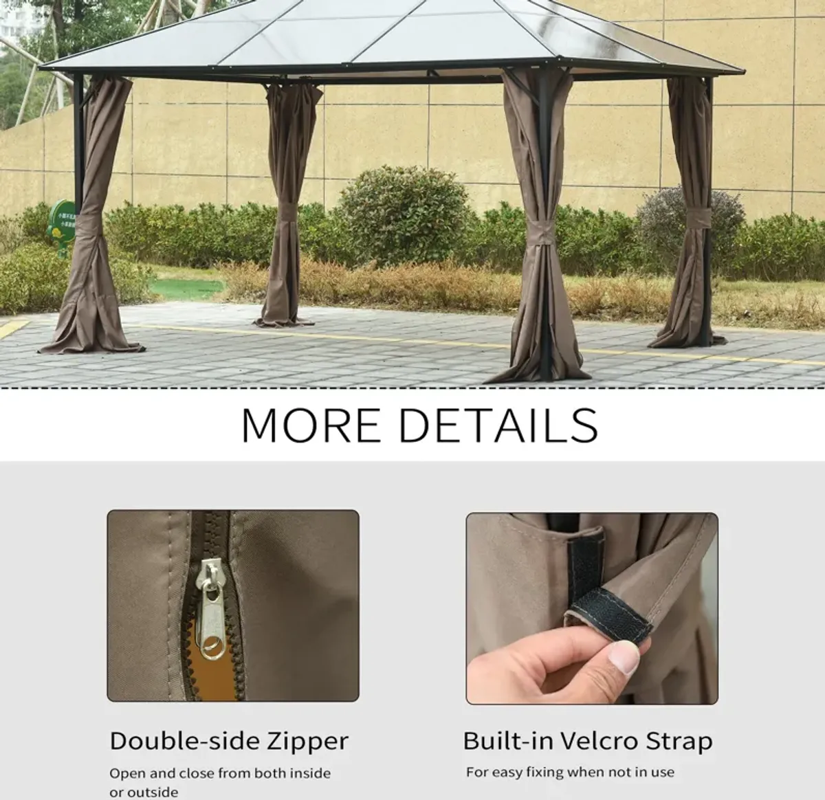 Brown Gazebo Walls: 10'x12' Universal 4-Panel Sidewall Set