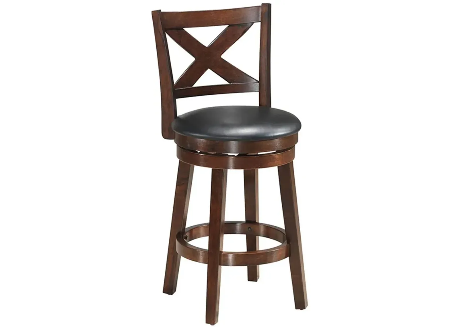 Swivel X-back Upholstered Counter Height Bar Stool with PVC Cushioned Seat