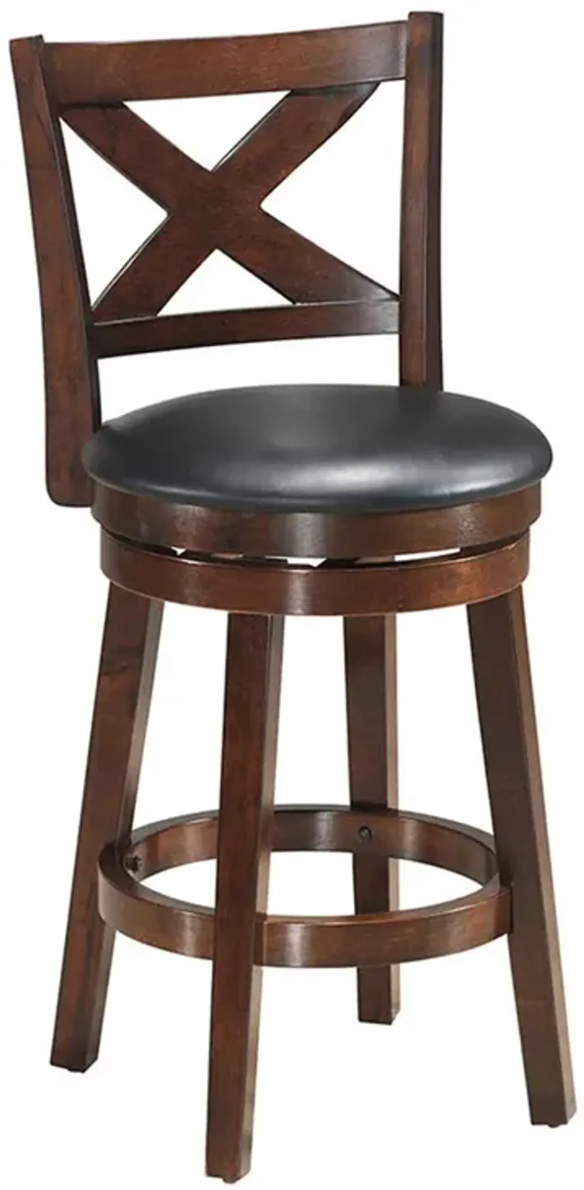 Swivel X-back Upholstered Counter Height Bar Stool with PVC Cushioned Seat