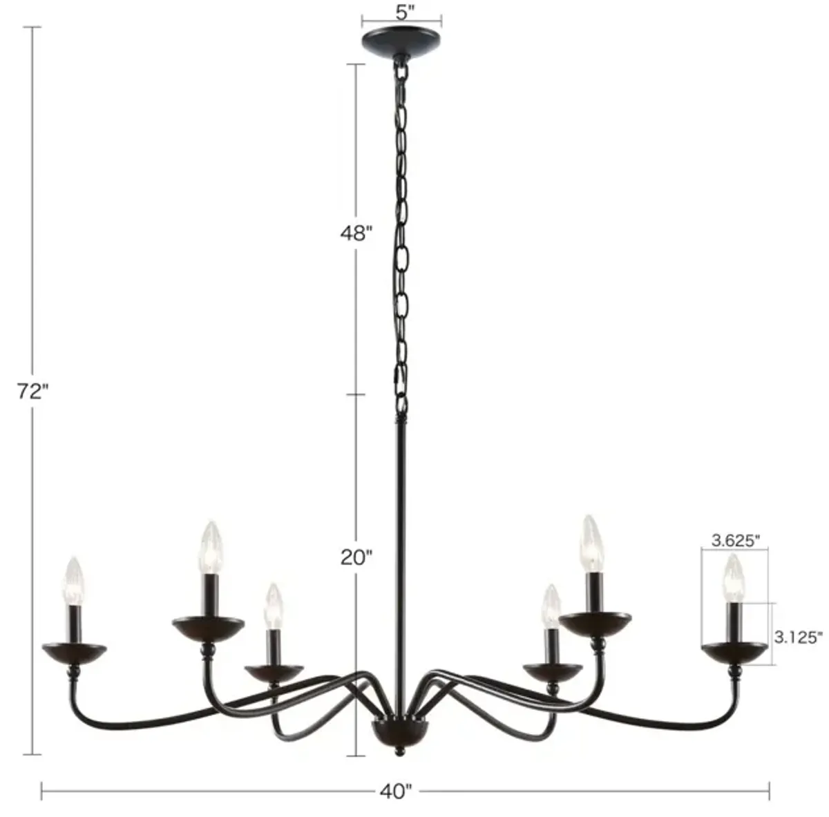 Brighton 6-Light Farmhouse Metal Chandelier