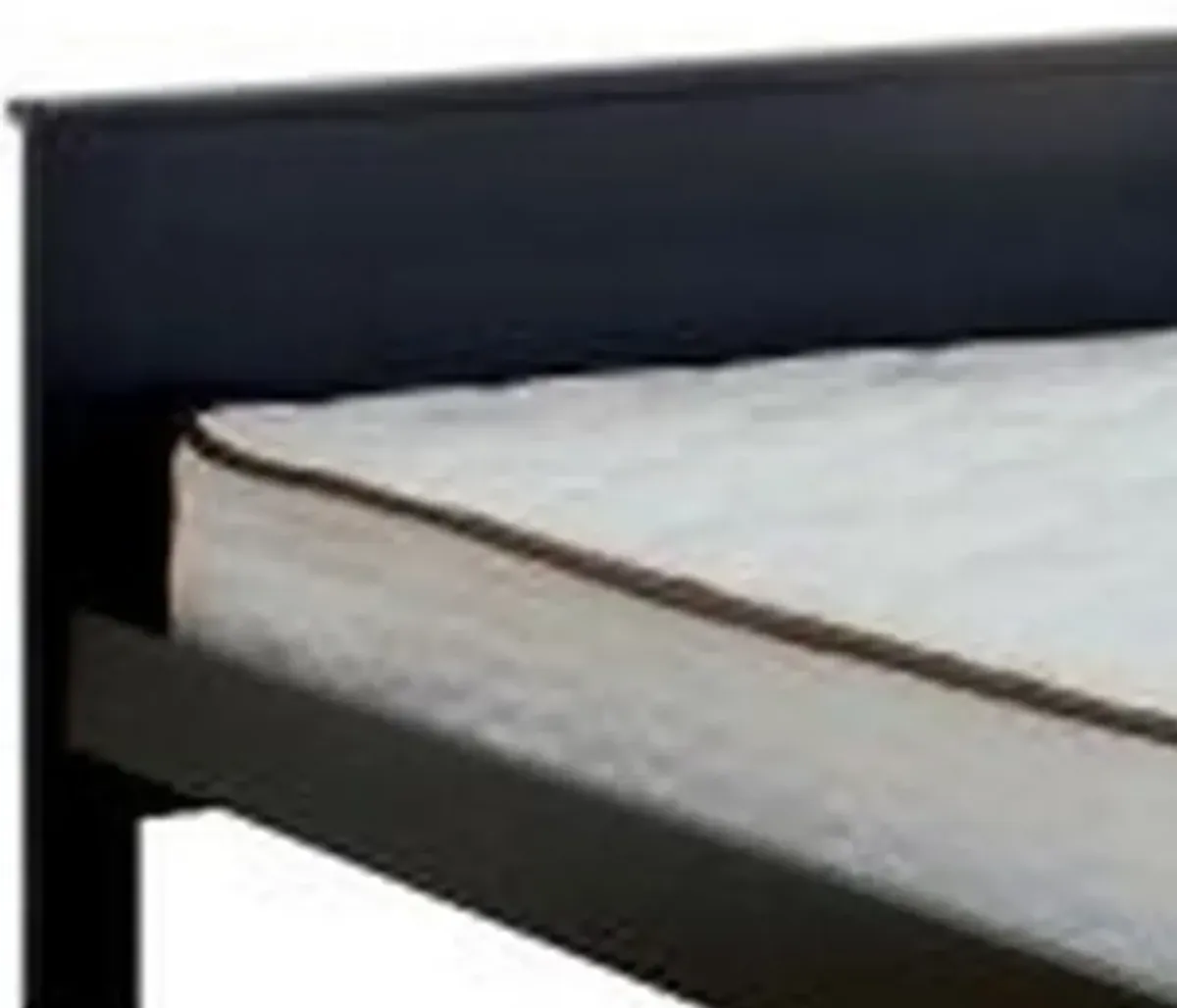 Twin Panel Bed with Plank Style Headboard, Black - Benzara