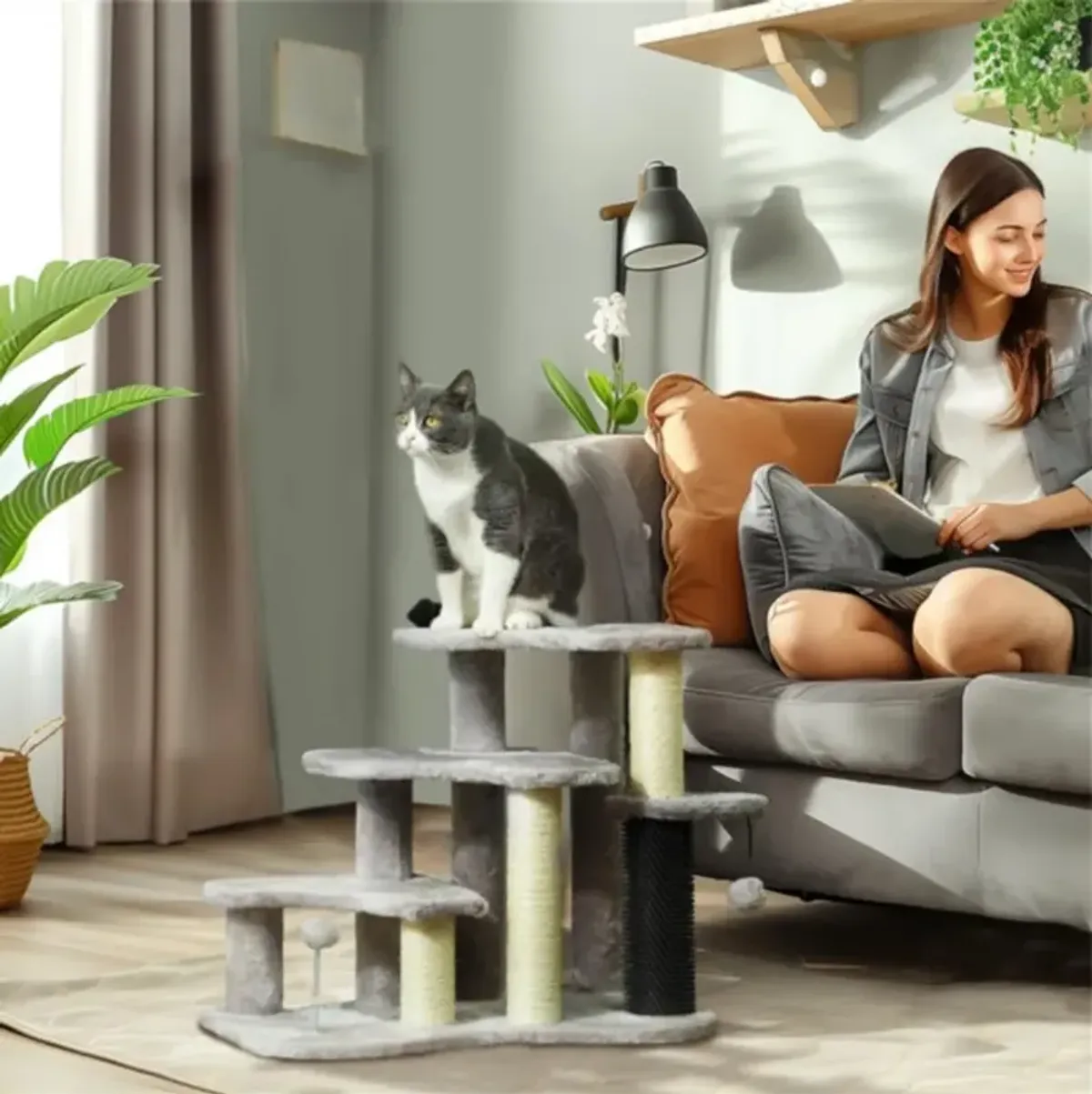 Multi-Level Cat Tree Tower with Scratching Posts, Hammock & Cozy Perches for Indoor Cats