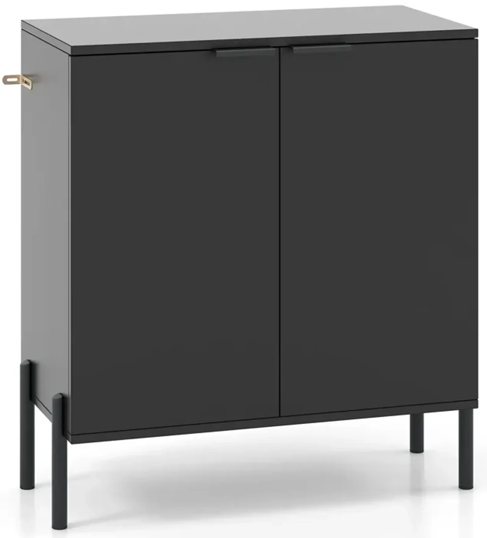 2-Door Buffet Cabinet Sideboard with Shelf and Metal Legs-Black