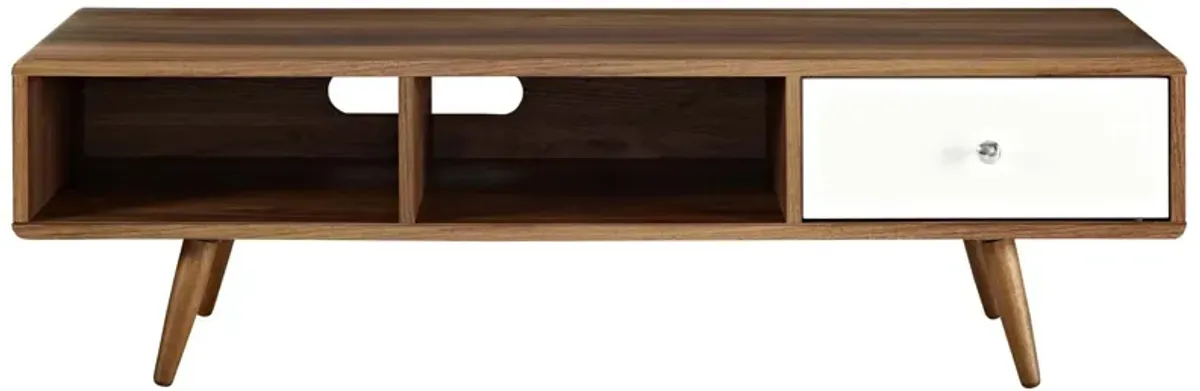 Transmit 55? TV Stand, Walnut White-Benzara