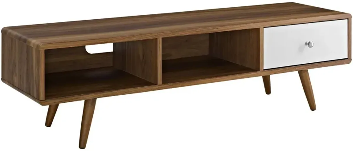 Transmit 55? TV Stand, Walnut White-Benzara