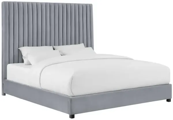 Belen Kox Elegance Grey Velvet Tufted Bed, Belen Kox
